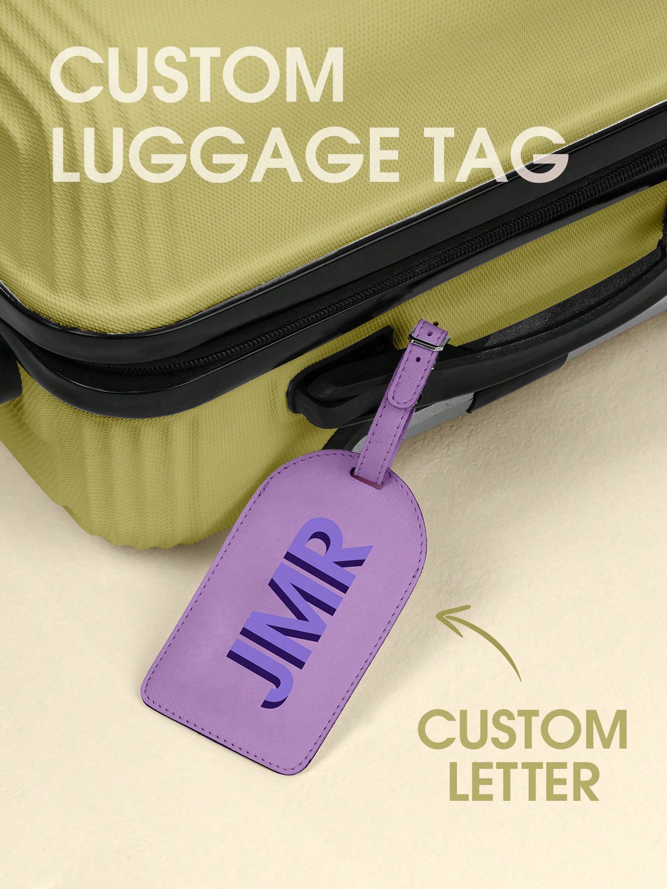 Luggage Tag Leather - Personalized Initial Luggage Tag Custom Letter