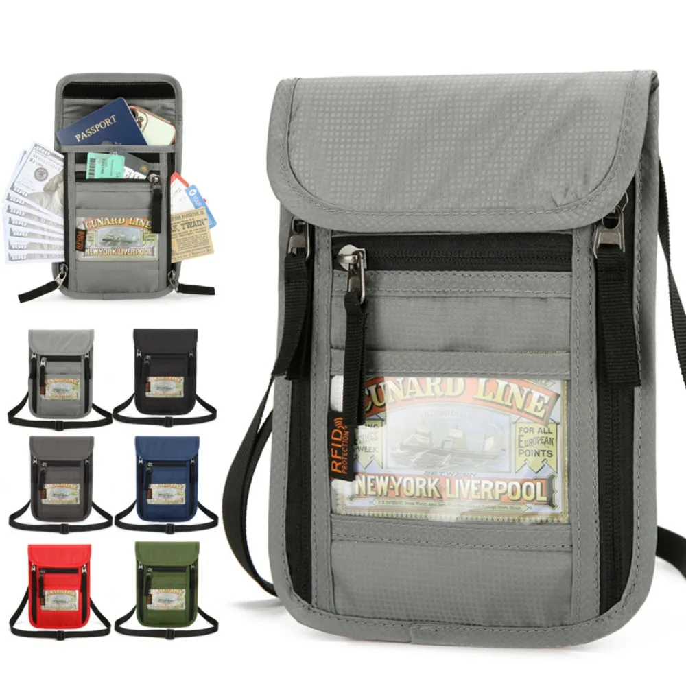 Travel Accessories Pouch For Men - RF ID Blocking Travel Neck Wallet