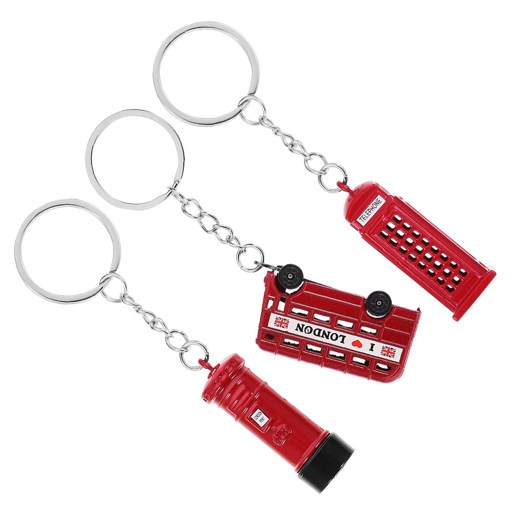 Travel Accessories London - 3Pcs London Souvenir Keychains British Bus